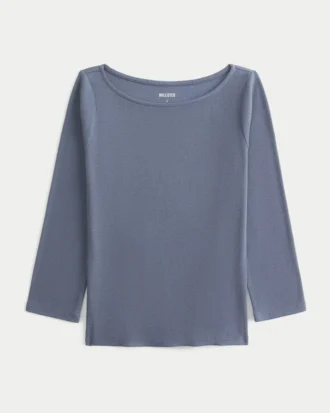 3/4 Sleeve Slash-Neck Baby Tee