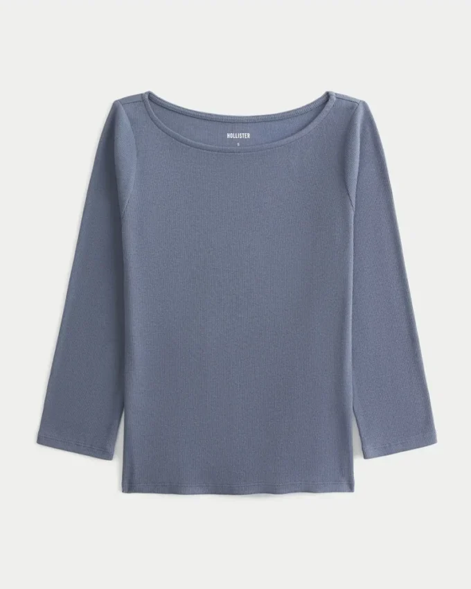 3/4 Sleeve Slash-Neck Baby Tee