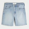 Above-the-Knee Distressed Loose Denim Shorts Above-the-Knee Distressed Loose Denim Shorts