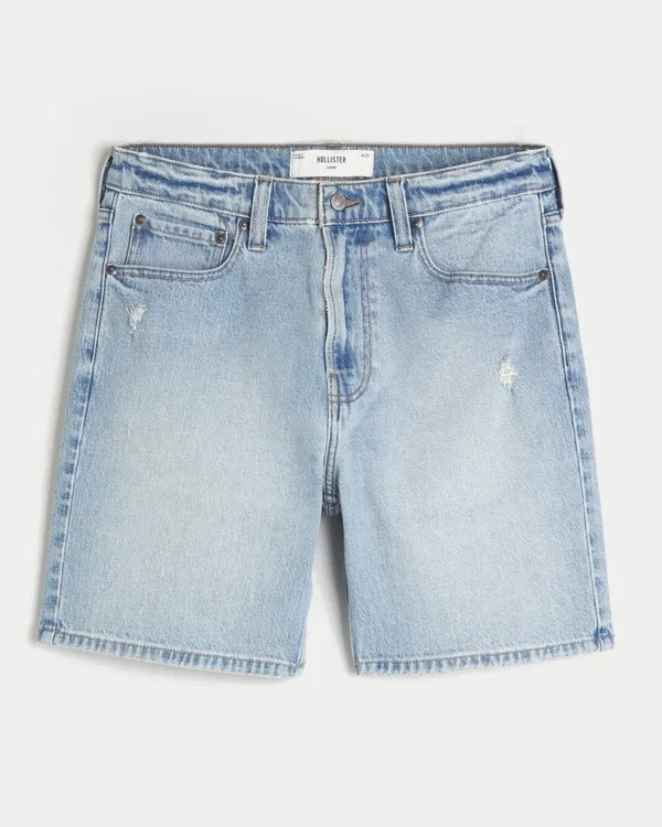 Above-the-Knee Distressed Loose Denim Shorts Above-the-Knee Distressed Loose Denim Shorts