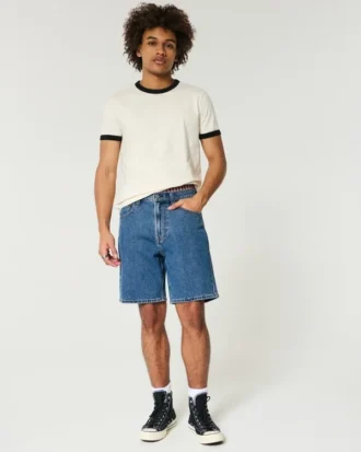 Above-the-Knee Loose Denim Shorts