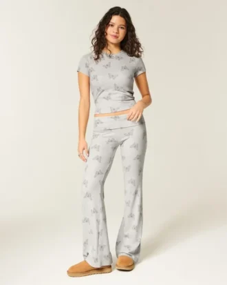 Always Cozy Knit Foldover Waist Flare Pants