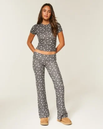 Always Cozy Knit Foldover Waist Flare Pants