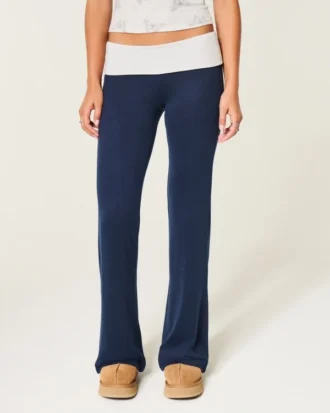 Always Cozy Knit Foldover Waist Flare Pants