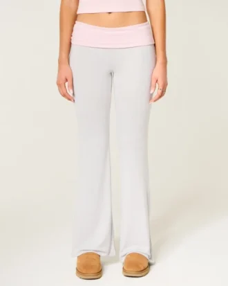 Always Cozy Knit Foldover Waist Flare Pants