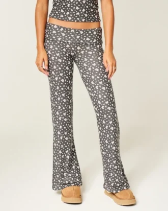 Always Cozy Knit Foldover Waist Flare Pants