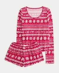 Always Cozy Long-Sleeve Scoop Top & Shorts Set