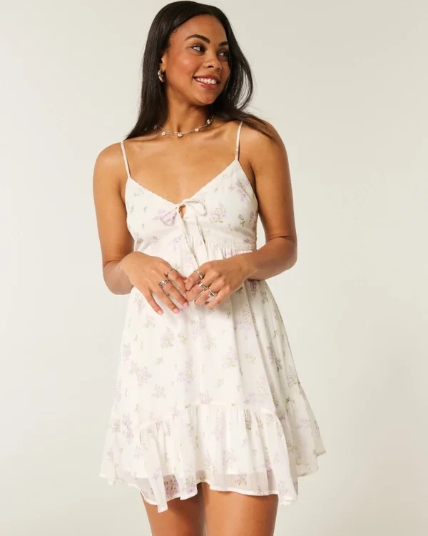 Asymmetrical Hem Chiffon Mini Dress Asymmetrical Hem Chiffon Mini Dress