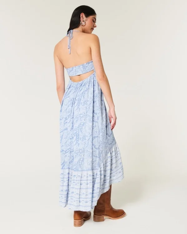 Asymmetrical Hem Halter Maxi Dress Asymmetrical Hem Halter Maxi Dress