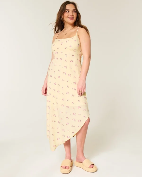 Asymmetrical Hem Midi Dress Asymmetrical Hem Midi Dress