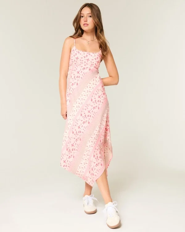 Asymmetrical Hem Midi Dress Asymmetrical Hem Midi Dress