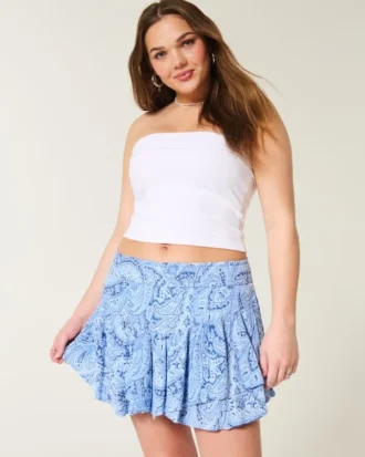 Asymmetrical Hem Tiered Mini Skort