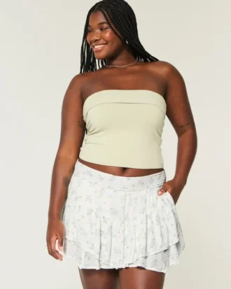 Asymmetrical Hem Tiered Mini Skort