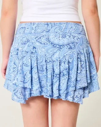 Asymmetrical Hem Tiered Mini Skort