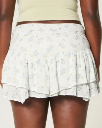 Asymmetrical Hem Tiered Mini Skort