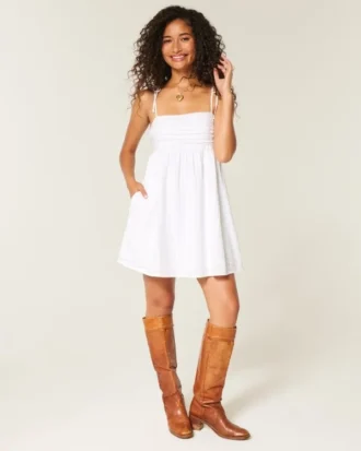 Babydoll Tie-Strap Mini Dress