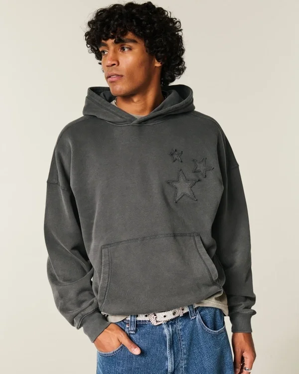 Baggy Cinch Star Applique Hoodie Baggy Cinch Star Applique Hoodie