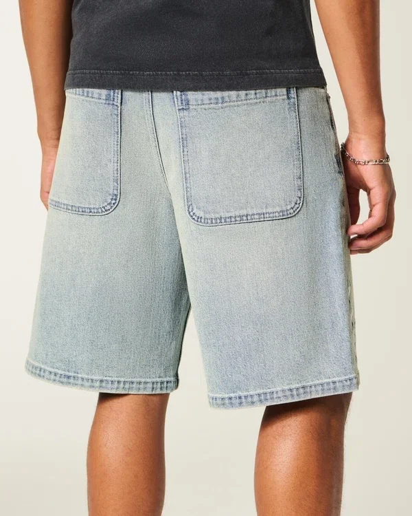 Baggy Embroidered Star Denim Shorts Baggy Embroidered Star Denim Shorts