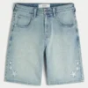 Baggy Embroidered Star Denim Shorts Baggy Embroidered Star Denim Shorts
