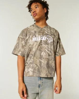 Baggy Heavyweight Crop Dodge Graphic Camo Tee