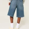 Below-the-Knee Dark Wash Super Baggy Denim Shorts