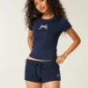 Bow Graphic Fleece Mini Shorts