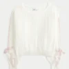 Bow-Sleeve Cable-Knit Sweater