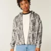 Boxy Camo Zip-Up Hoodie