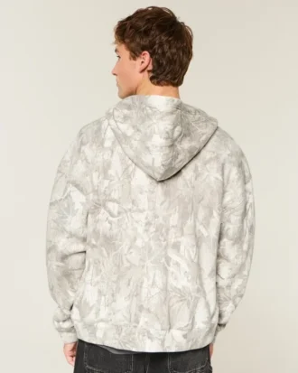Boxy Camo Zip-Up Hoodie