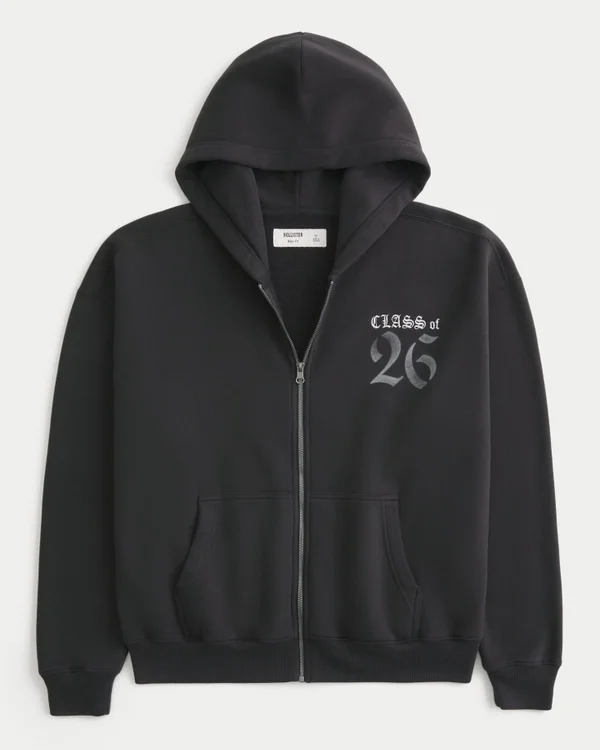 Boxy Class of 26 Graphic Zip-Up Hoodie Boxy Class of 26 Graphic Zip-Up Hoodie
