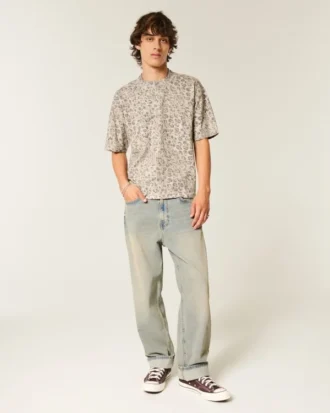 Boxy Crop Heavyweight Leopard Print Crew T-Shirt