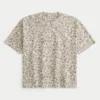 Boxy Crop Heavyweight Leopard Print Crew T-Shirt