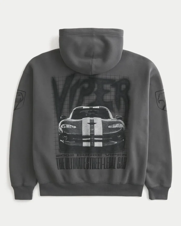Boxy Dodge Viper Graphic Zip-Up Hoodie Boxy Dodge Viper Graphic Zip-Up Hoodie
