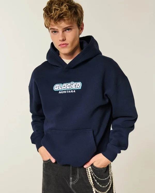 Boxy Glacier Montana Graphic Hoodie Boxy Glacier Montana Graphic Hoodie