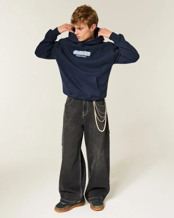 Boxy Glacier Montana Graphic Hoodie Boxy Glacier Montana Graphic Hoodie