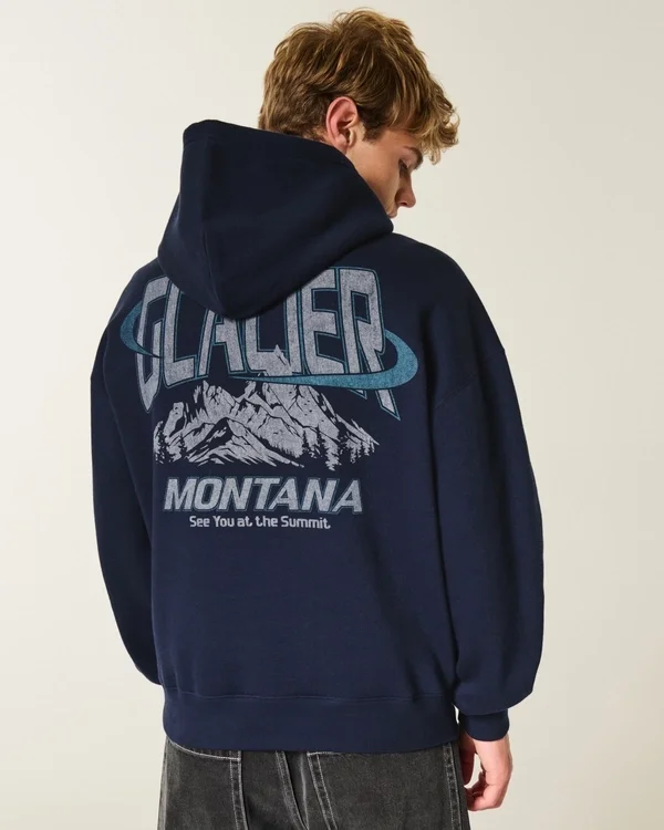 Boxy Glacier Montana Graphic Hoodie Boxy Glacier Montana Graphic Hoodie