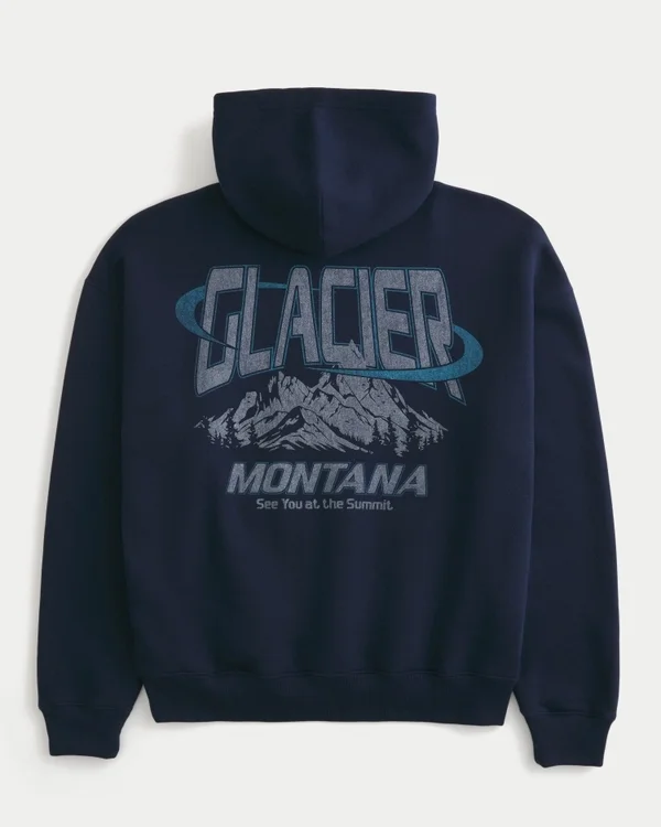 Boxy Glacier Montana Graphic Hoodie Boxy Glacier Montana Graphic Hoodie