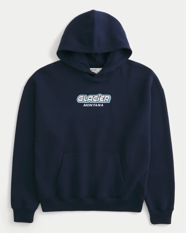 Boxy Glacier Montana Graphic Hoodie Boxy Glacier Montana Graphic Hoodie