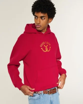 Boxy Good Luck Graphic Hoodie