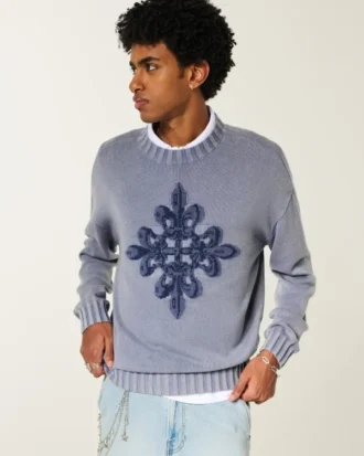Boxy Graphic Crew Sweater