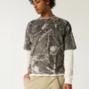 Boxy Heavyweight Crop Camo Crew T-Shirt