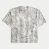Boxy Heavyweight Crop Camo Crew T-Shirt