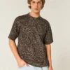 Boxy Heavyweight Leopard Print Cotton Crew T-Shirt