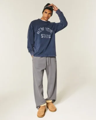 Boxy Heavyweight Long-Sleeve New York State Graphic Tee