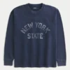 Boxy Heavyweight Long-Sleeve New York State Graphic Tee