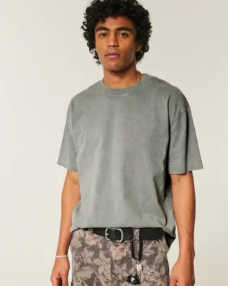 Boxy Heavyweight Washed Cotton Crew T-Shirt