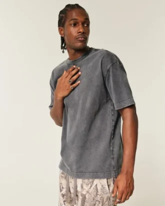Boxy Heavyweight Washed Cotton Crew T-Shirt