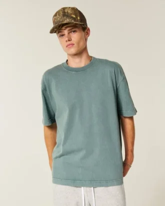 Boxy Heavyweight Washed Cotton Crew T-Shirt