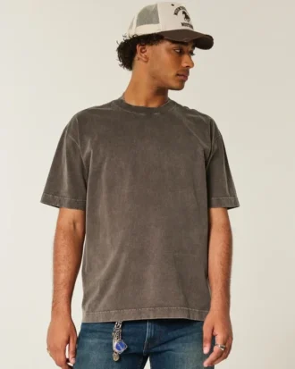 Boxy Heavyweight Washed Cotton Crew T-Shirt