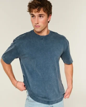 Boxy Heavyweight Washed Cotton Crew T-Shirt